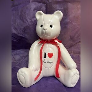 I HEART LAS VEGAS Teddy Bear Piggy Bank 7 in Tall